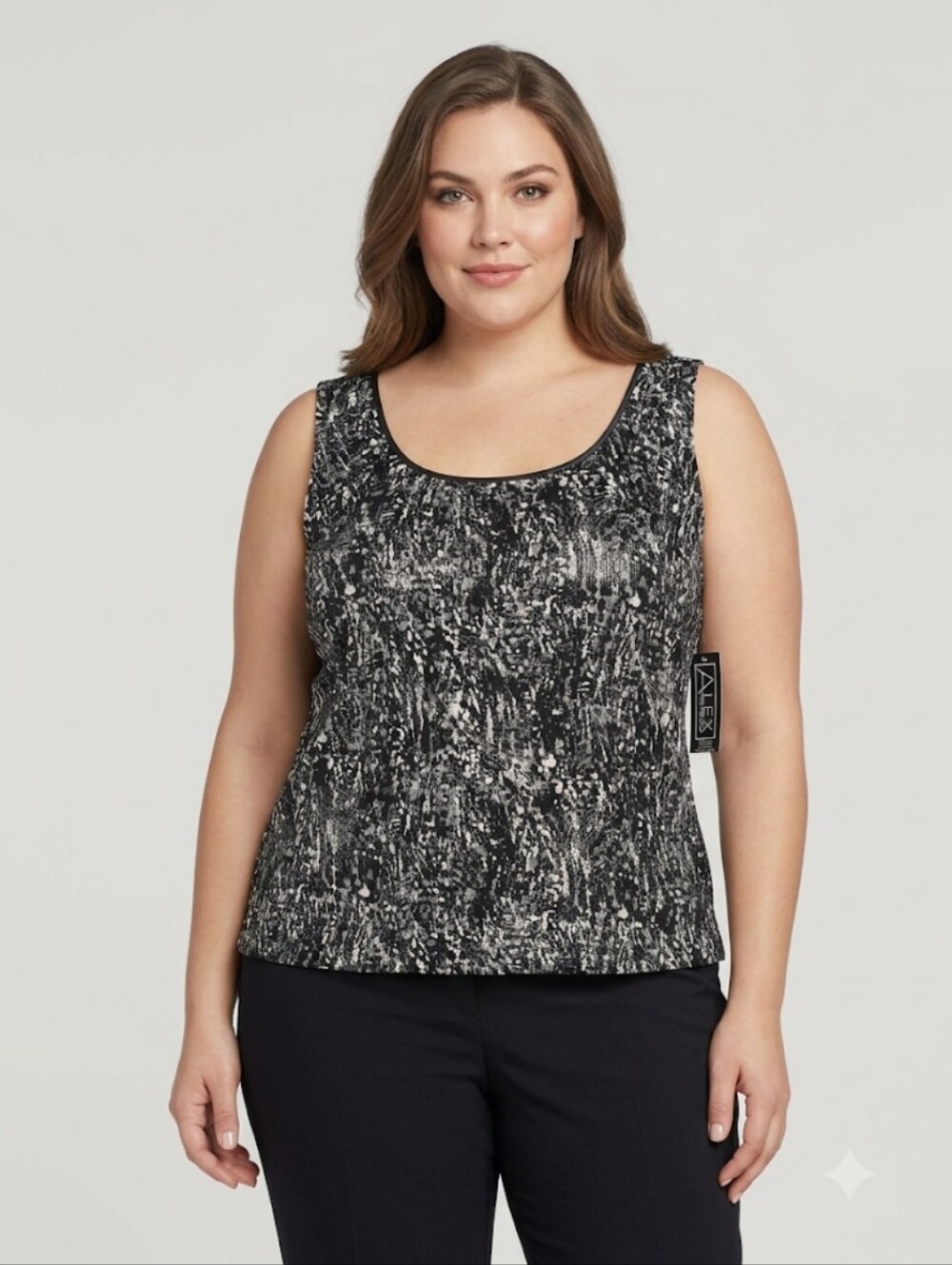 NWT Alex Evenings Metallic Tank Top 1X Whimsigoth Corporate Goth #5555
